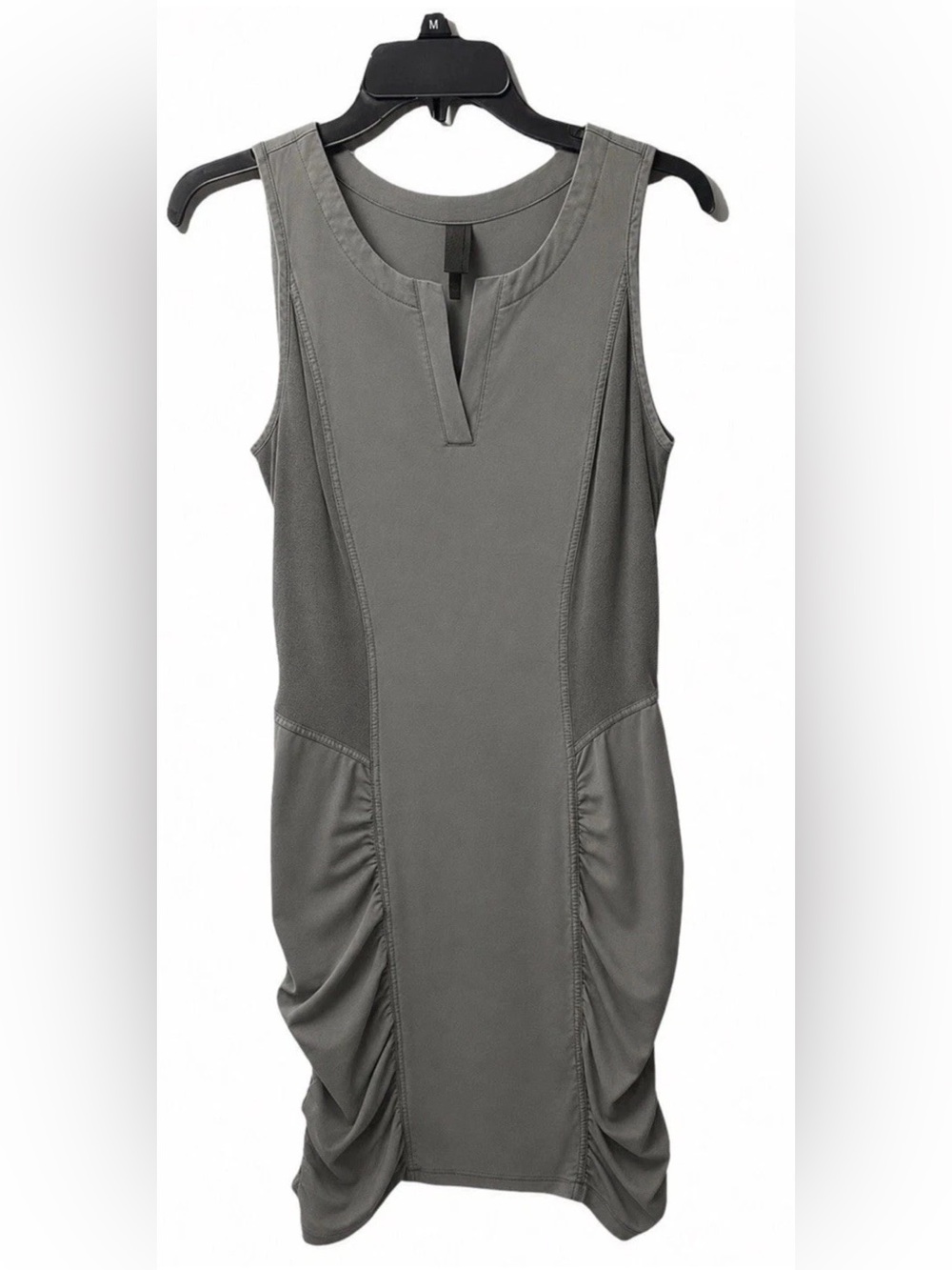XCVI Gray Sleeveless Ruched Sheath Dress